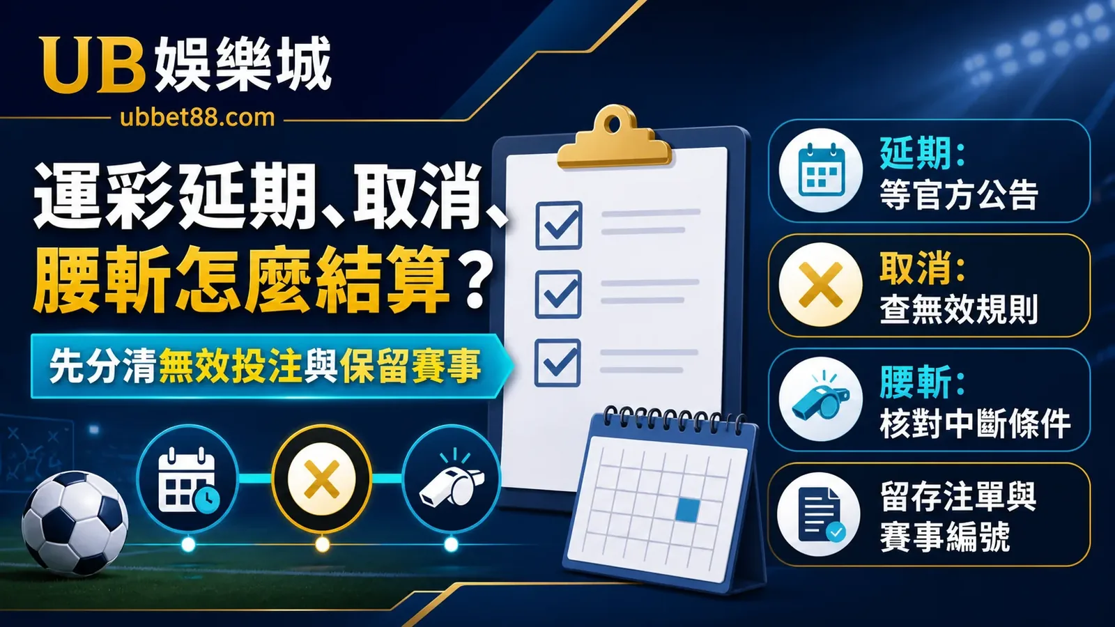 運彩比賽延期、取消、腰斬怎麼結算？先分清無效投注與保留賽事
