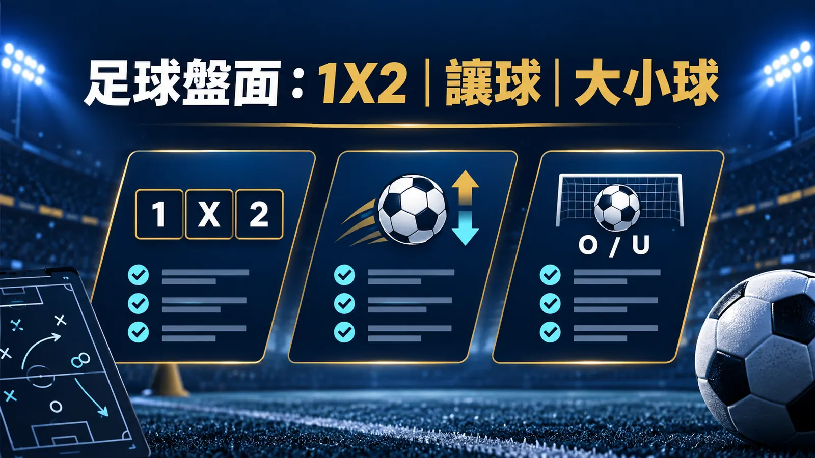 足球 1X2、亞洲讓球、大小球怎麼分?從盤面名稱到結算範圍 精選資訊圖